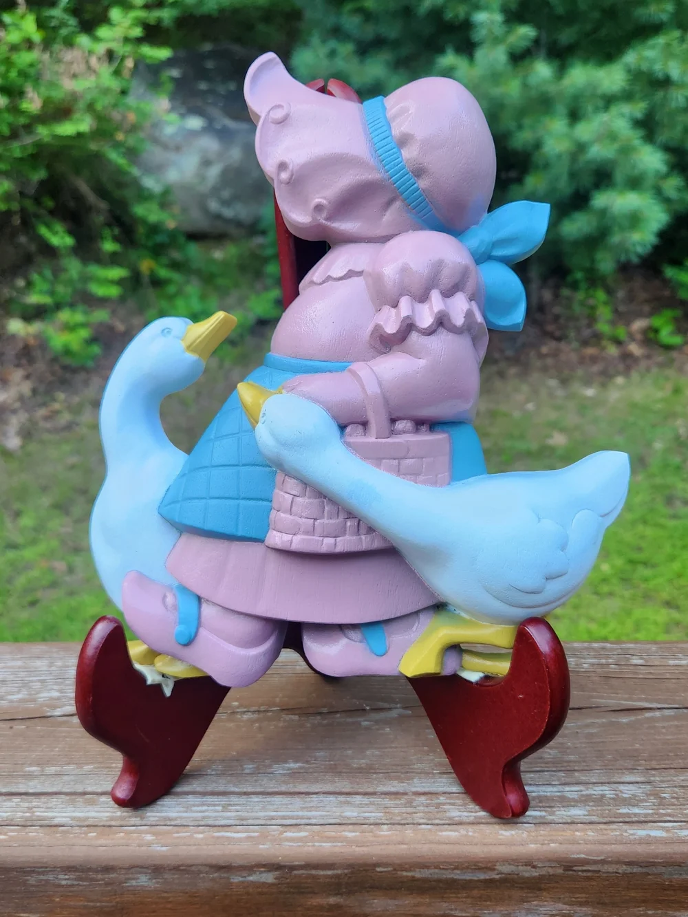 Burwood Pink & Blue Girl with Geese Plastic Wall Accent From 1988